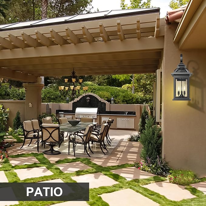 Darkaway Outdoor Lights Fixtures Wall Mount, Extra Large 26inch Outdoor Wall Sconce Lights with Seeded Glass Waterproof Outside Exterior Lights Fixture for House Front Porch Patio Garage E12 Bulb Base