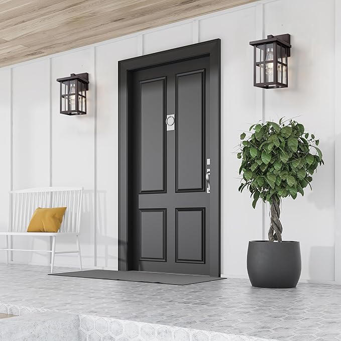 MICSIU Oil Rubbed Bronze Exterior Lights Wall Mount, Waterproof Clear Glass Outdoor Wall Lantern, 11 Inch Outdoor Wall Lights for House, Garage, Porch, Balcony