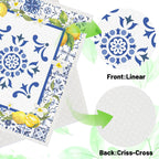 Blue Tiles Lemons Swedish Dishcloths, 6 Pack Reusable Swedish Dish Cloths for Kitchen, Washable Absorbent Dish Towel Rag Set Cellulose Sponge Cloths Housewarming Gifts