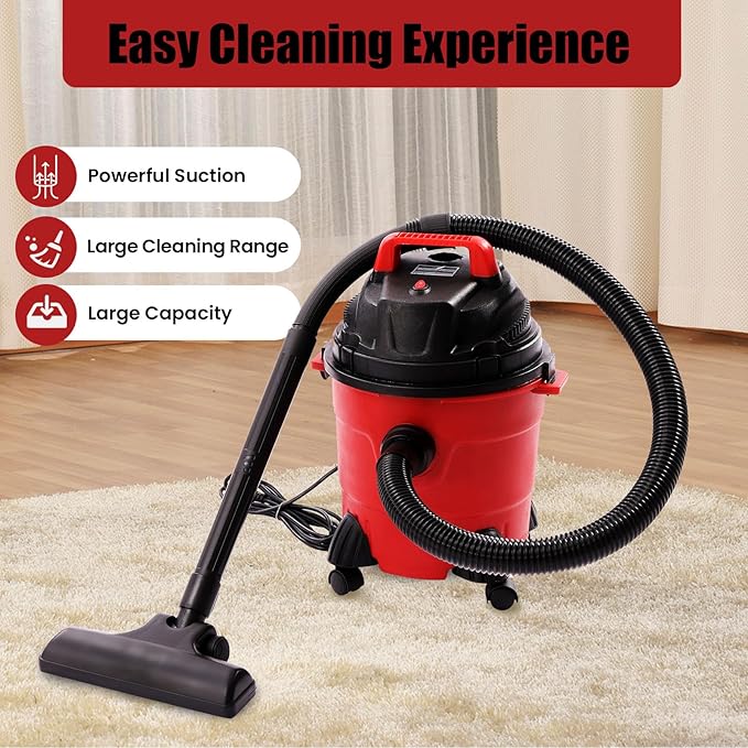 4 Gallon Wet Dry Shop Vac, Powerful Suction Shop Vacuum with Attachments, Portable Heavy-Duty Shop Vacuum 3 in 1 Function for House, Garage & Workshop
