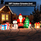 25FT Outdoor Extension Extension Cord for Halloween Christmas Inflatables with Multiple Outlets Black Electrical Cord with Multiple Plugs Outdoor Christmas Blow Up Decorations Light Extension Cords