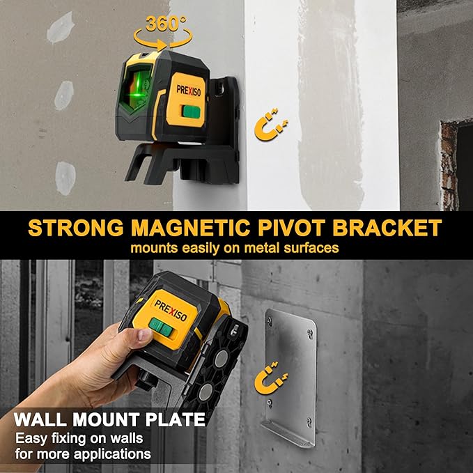 PREXISO Laser Level with Tripod & 2 Plumb Dots - 100 Ft Green Point Laser Level Self Leveling - Plumb Spot Alignment Cross Laser Line Tool for Construction, Ceiling, Floor Tile with Magnetic Base