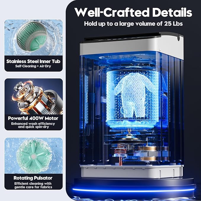 Auertech Portable Washer and Dryer Combo Set, 28 lbs Fully Automatic Washing Machine, 1.5 CuFt Portable Dryers, Compact Washer and Dryer for Apartment, RV, Dorm