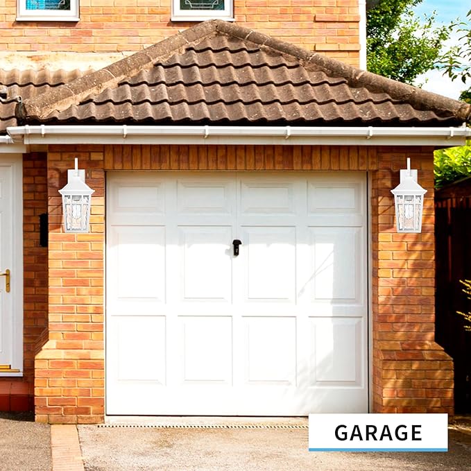 Darkaway 2pcs Large Outdoor Wall Lights for House, 18inch Exterior Lighting Fixtures Wall Mount White Outside Wall Sconce with Water Ripple Glass for Porch Patio Front Door