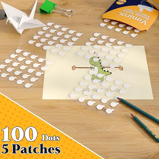 Adhesive Dots Double Sided– 100pcs Waterproof Small Sticky Tack Putty, Clear Removable Wall Sticky for Crafts, Posters, Balloons Festival Decoration Picture