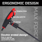 Lichamp 16 Pieces SAE and Metric T Handle Allen Wrench Set, 5/64-3/8 inch, 2-10mm, Ball Head, Standard Long Tee Handle Allen Hex Key Set, Heavy Duty Excellent