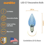 Sunlite 80700 LED C7 Holiday Decorative Light Bulb, 0.4 Watts, E12 Candelabra Base, Faceted Christmas-Lights; Nightlight, Blue 6 Count