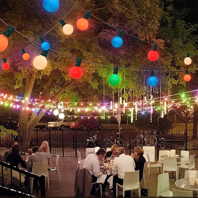 G40 Multicolor Christmas Replacement Light Bulbs, 25 Pack Round Colorful Christmas Bulbs, 1.57 Inch Globe Christmas Light Bulbs, E12/C7 Candelabra Base Light Bulb for Indoor Outdoor Decor- 5 Watt