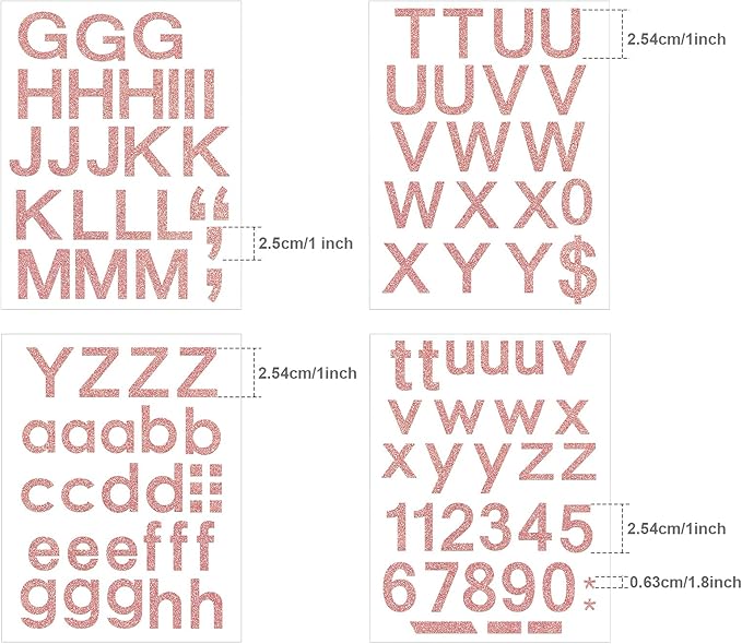 Outus 8 Sheets Vinyl Letter Stickers Self Adhesive Mailbox Numbers Alphabet Stickers Stick on Letters for Christmas Stockings Scrapbook Bulletin Board School Business(1 Inch,Glitter Pink)