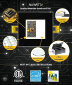 NUWATT 12 Pack 6 Inch Square Ultra-Thin LED Recessed Lighting, Selectable 2700K/3000K/3500K/4000K/5000K, High Brightness 1050 Lumens, Dimmable Black Slim Wafer Light, IC Rated, Metal Junction Box