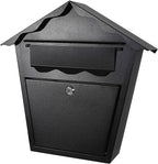 Wall Mount Locking Mailbox - Black Horizontal Triangular Security Mailbox - Waterproof Vertical Drop Mail Box Outdoor with Key
