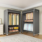 FUTASSI Black Clothing Rack with Dark Gray Cover, P1C Plus Rolling Closet with Wheels, Metal Garment Rack for Hanging Clothes, Clothing Storage Wardrobe, 46" W x 18.5" D x 80.7" H, Load 524 Pounds