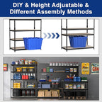 WORKPRO 5-Tier Metal Garage Shelving, 48”W x 24”D x 72”H, Adjustable Storage Rack, Heavy Duty Shelf with Particle Board, 2500 lbs Load Capacity (Total) for Garage, Basement, Warehouse, Kitchen