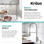 KRAUS Britt 2nd Gen Commercial Style Pull-Down Single Handle Kitchen Faucet in Spot Free Antique Champagne Bronze, KPF-1691SFACB