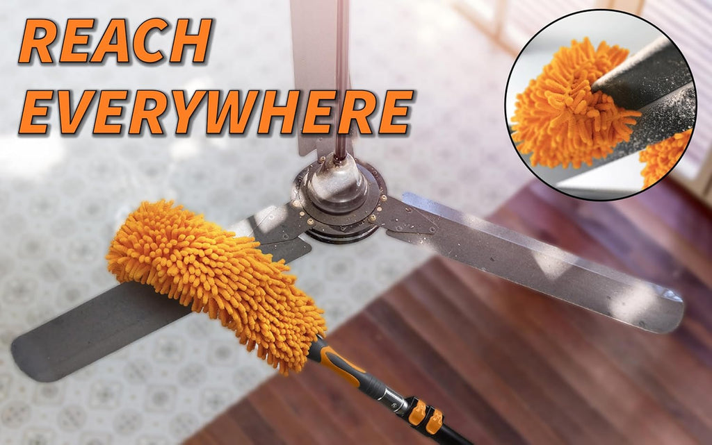 36 Foot High Reach Duster Kit with 5-30 ft Extension Pole // High Ceiling Duster Cleaning Kit with Telescopic Pole // Cobweb Duster // Feather Duster and Ceiling Fan Duster // The Ultimate Dusting Kit