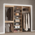 Modular Closet Organizer, 90" Wide Wardrobe Tower System with Towers and Hanging, Wall Mounted, Bedroom, Wood