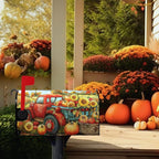 Fall Pumpkins Sunflower Mailbox Covers Magnetic Standard Size 21 X 18 Inch Autumn Red Truck Harvest Mailbox Wraps Cover Thanksgiving Letterbox Cover for Garden Yard Outdoor Decor