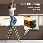 Taranta 4 Step Ladder,Aluminum Lightweight Folding 4 Step Stool with Anti-Slip Wide Pedal,330lbs Capacity Step Ladder for Household,Kitchen,Office - Gold