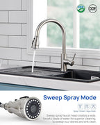 J-HVA Kitchen Faucet Sprayer Head Replacement with 15 Adapters (UPDATED) - Pull Down Kitchen Sink Faucet Spray Nozzle Head Replacement 3-Function Tap Spray Head for Kitchen Sink, Brushed Nickel