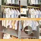 Closet System - 4.75-8FT Closet Organizer System with Wooden Drawers & Cube Storage Organizer, Up To 96" Closet Systems for Nursery & Walk-In Closets with Cuttable Hanging Shelving, Crab Green