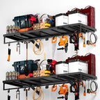 2pcs Garage Wall Shelving - 3.5*2FT Extra Large Heavy Duty Floating Shelves with 30 Hooks, Load Capacity 1102 Lbs, Hanging Garage Storage Rack, Tool Hanger Organizer Utility Rack, For Home, Workshop