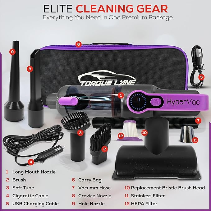 Car Vaccum Cleaner - 2 in 1 Handheld dustbuster, High Power, Portable, Cordless & Corded + Blower with 18500Pa Suction - Fast USB-C Rechargeable Hand Vacuum for Home, Office, Pets & Auto Detailing