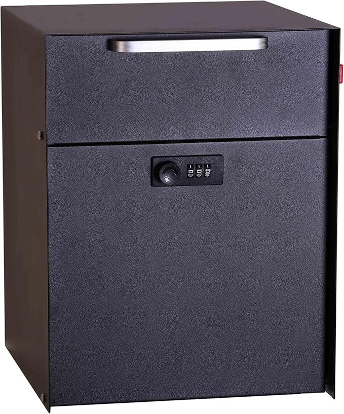 Post Mount Locking Mailbox with Code Lock - Large Capacity Security Password Metal Lock Mailbox - Waterproof Vertical Drop Mail Box Outdoor