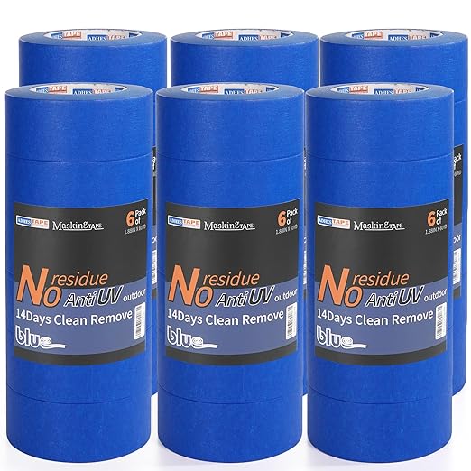 ADHES Upgrade Blue Painters Tape, Masking Tape for Painting 36 Rolls x 1.88 Inch x 60 Yards, Blue Paint Tape No Residue Outdoor Anti UV Multi Surface Use, Total 2160 Yards