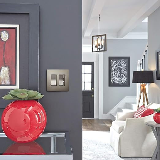 Legrand - Pass & Seymour 15 Amp Light Switch with Rocker Wall Switch, Nickel Single Pole Rocker Light Switch, TM870NICC10, 1 Count (Pack of 2)