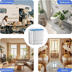 Compact Mini Twin Tub 18lbs Washing Machine with Drying Rack, 11 lbs Washer Mini Compact Laundry Machine and 7 lbs Spinner, Convenient and Efficient for Dorms, Apartment (Blue)