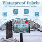 Winter Welcome Mailbox Covers Magnetic Oversized Forest Pine Tree Mailbox Cover Large Size 25.5x21 Inch Snowflakes Outdoor Letterbox Wraps for Garden Yard Winter Decor