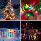 25 Pack C7 Clear Multicolor Incandescent Replacement Bulbs, 5W Warm White 2200K, E12 Base, Waterproof C7 Night Light Bulbs for Vintage Christmas String Lights Outdoor Indoor Home Party Decorations