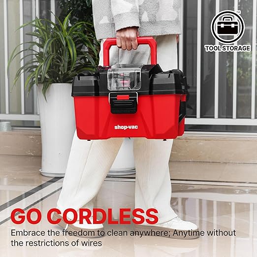 Shop-Vac 20V Cordless Wet/Dry Vacuum, 2.5-Gallon Tank, 5ft Hose, 4.0A Battery and Charger Included