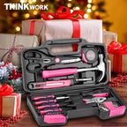 THINKWORK Pink Tool Set - 40 Piece General Household Hand Tool Kit with Storage Toolbox, Small Basic Tool Set Perfect for DIY, Home, Office, Garage and College Dormitory Use - Christmas Gift for Women