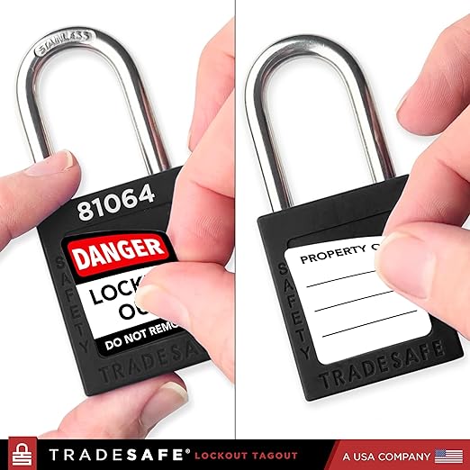 TRADESAFE Lockout Tagout Locks Set - 10 Black Lockout Locks Keyed Different, 2 Keys Per Loto Lock, OSHA Compliant Lock Out Tag Out Padlocks, Safety Padlocks for Electrical Lockout Tag Out Kits