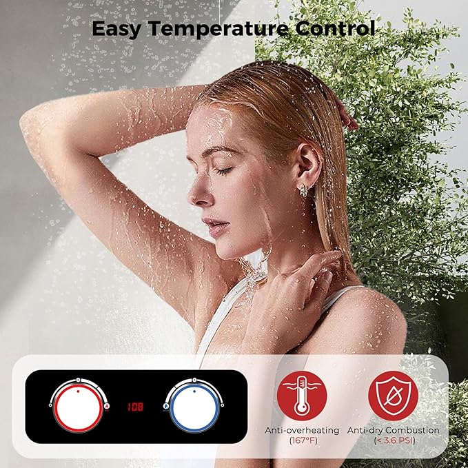 CAMPLUX 2.64 GPM Tankless Propane Water Heater, Portable Water Heater Outdoor with Overheating Protection, for Camping, Cabins, Barns, Easy Installation, 68,000 BTU, BD264