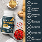 Probiotics for Men, 500 Billion CFUs & 12 Strains, Probiotics for Digestive Health, Men's Probiotic with Turmeric, Cranberry, Goji, for Overall Digestive, Immune Health, Gut & Bloating, 60-Days Supply