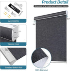 SmartWings Motorized Smart Blinds with Remote, Custom Automatic 100% Blackout Roller Shade Compatible with Alexa/Homekit/Google, Electric Smart Blinds for Indoor Windows, Eclipse Raven Black