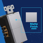 LIDER Minimalist Design Matte Finish Lighted Double Switch with Screwless Wall Plate, Combination Frameless Decorator Switch with Locator Light Ground Terminal Single Pole, 15A 120V, UL Listed, Silver