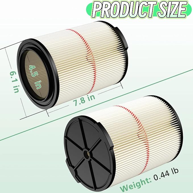 1 Pack Replacement Cartridge Filter Compatible with Craftsman 17816 9-17816 Wet Dry Vac fit 5/6/8/12/16/32 Gallon & Larger Vacuum Cleaner
