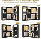 Unikito 86” Closet System, Corner Closets Organizer with Hanging Rods and Mirror, Freestanding Adjustable Clothes Garment Racks with Drawers, Sturdy Walk in Closet Kit with 3 Set Closets Tower, Black