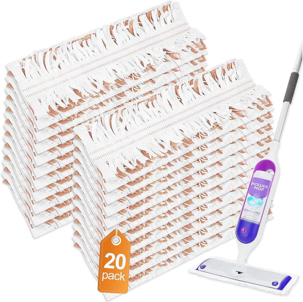 20 Count Power Mop Pads Compatible with Swiffer Power Mop, Disposable Power Mop Refills, PowerMop Wood Mopping Pad Refills for Floor Cleaning