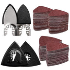 104Pcs Oscillating Tool Detail Sanding Pads Kit 2Pcs Triangle Sanding Pads and 2Pcs Finger Sanding Pad 100Pcs Multitool Sandpaper Grit Fit for Finishing Wood Sanding Plaster