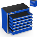 P.I.T. Mini Blue Tool Box, Portable 5-Drawer Micro Roll Cab Steel Stackable Tool Box with Liner, Blue Small Tool Case for Tools Storage and Organizers, Home DIY