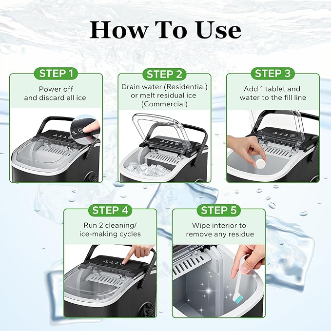 43 pcs Ice Machine Cleaner Tablets with 2 cleaning brushes,Ideal for Frigidaire, Opal, GE Profile, Kitchenaid units.Ice Maker Cleaner Removes Lime Scale,Calcium.Nickel Safe Scale Remover