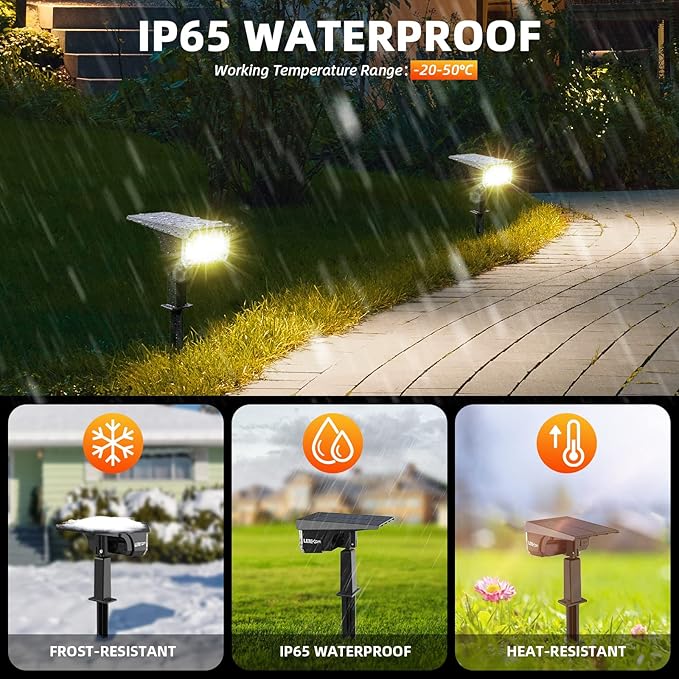3 Brightness Modes Solar Outdoor Lights with Super Bright 40LEDs, 360 Adjustable Lighting Angle, USB Charging, Longer Working Time, Waterproof, Patio, Porch, Driveway