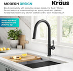 KRAUS Torak Pull Down Kitchen Faucet in Matte Black with 2 Function Sprayer, Pre-Attached Water Lines, and Mounting Hardware, KPF-2840MB
