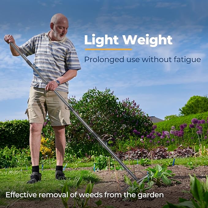 Garden Rake, 17" Extra Wide Double-Sided Head, 63" Heavy Duty Lightweight Stainless Steel Leaf Rake for Leveling Lawn, Loosening Soil, Leaf Cleanup, Soil Prep, Landscaping, Spread Mulch Fast