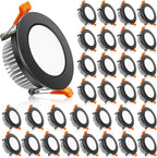 2 Inch LED Downlight, 32 Pack Recessed Lighting Dimmable Ceiling Light, 3W, 4000K Natural White, CRI80 with LED Driver(35W Halogen Equivalent), Black