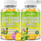 Liver Cleanse Detox & Repair Gummies with Milk Thistle 3000mg, 24-in-1 Liver Health Supplement with Dandelion, Artichoke, Sugar Free Liver Detox Gummies, Pineapple Flavor - 120 Count